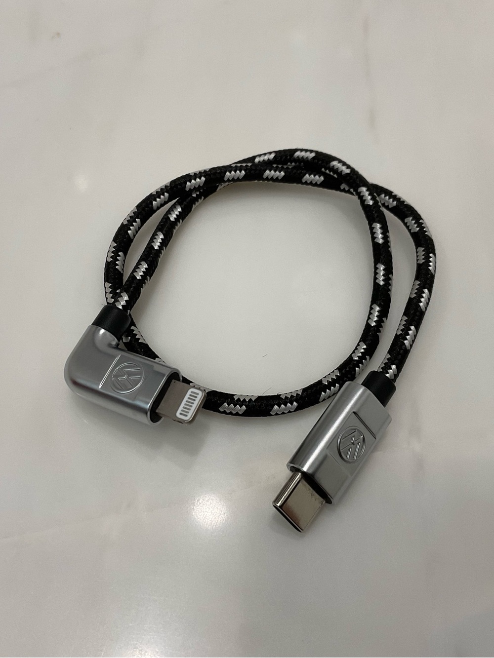 VW USB-C to LIGHTNING Braided Charging Cable - 13” long BLACK - R58